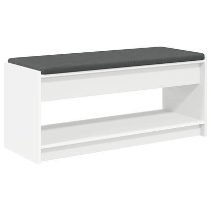 vidaXL Hall Bench White 103 x 38 x 45 cm Engineered Wood and Fabric 2