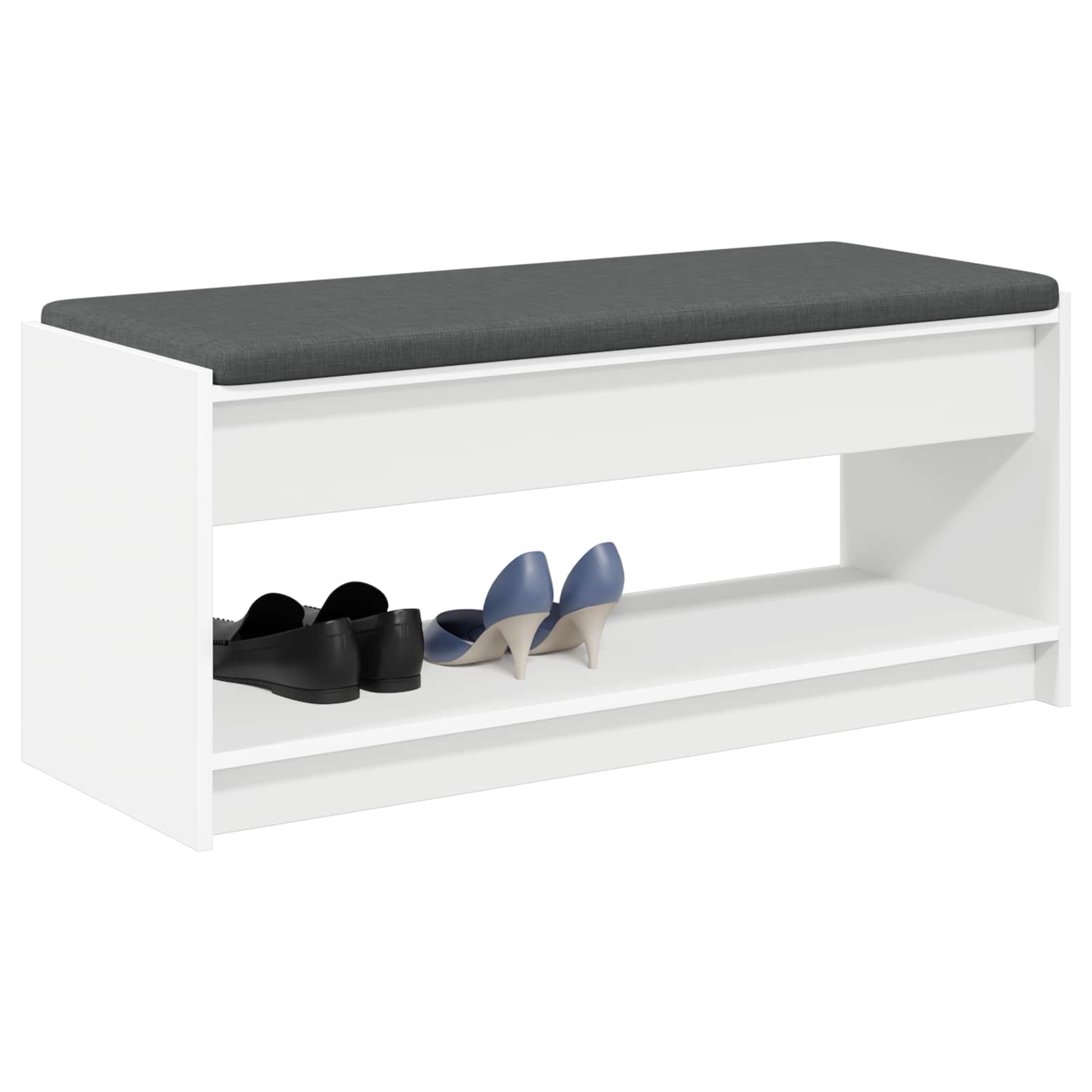 vidaXL Hall Bench White 103 x 38 x 45 cm Engineered Wood and Fabric 3