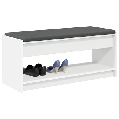 vidaXL Hall Bench White 103 x 38 x 45 cm Engineered Wood and Fabric 3