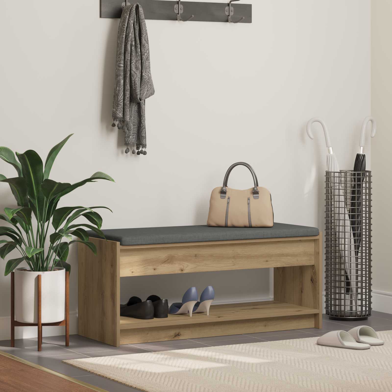 vidaXL Hall Bench Artisan Oak 103 x 38 x 45 cm 1