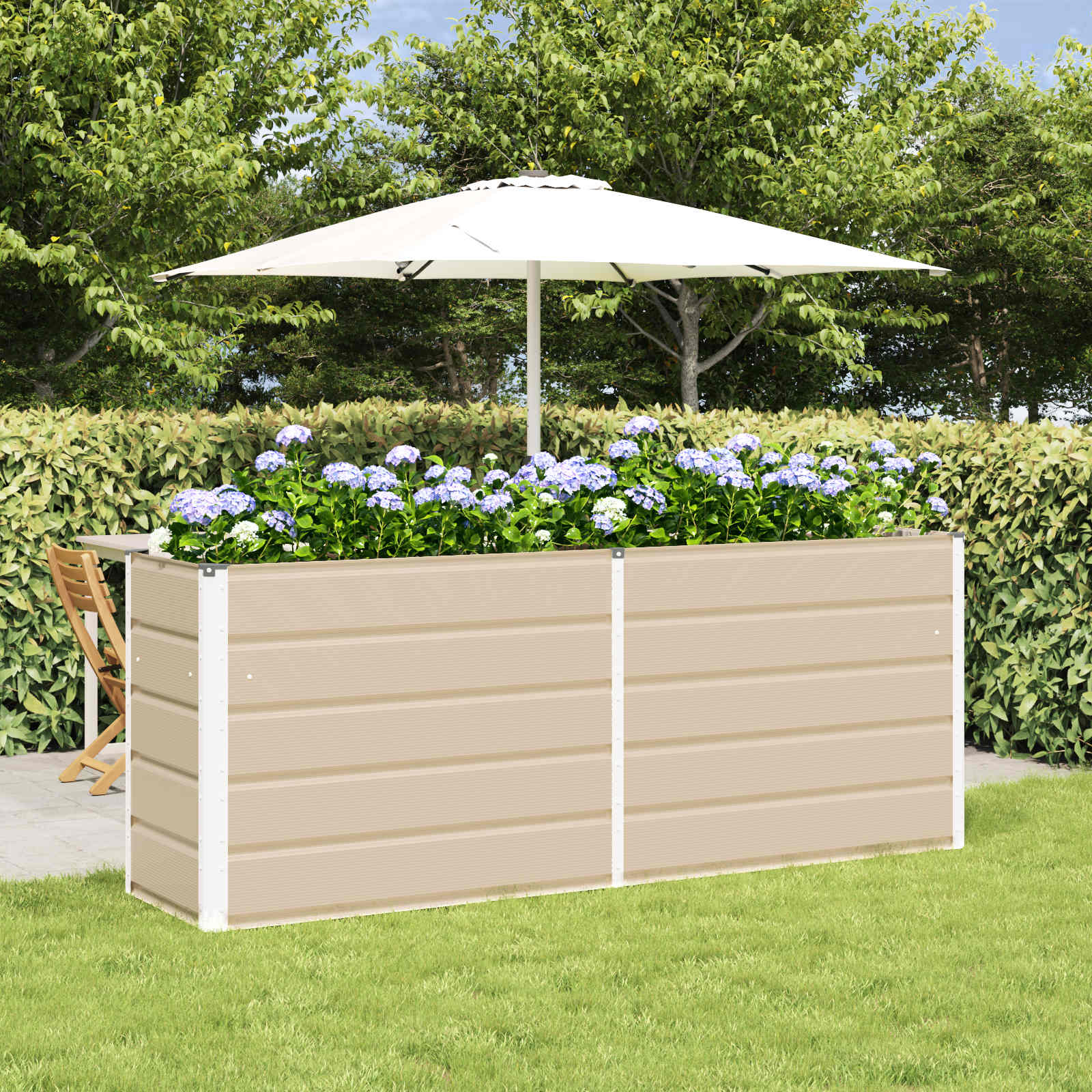 vidaXL Planter Ivory 195 x 50 x 75 cm Galvanised Steel 1