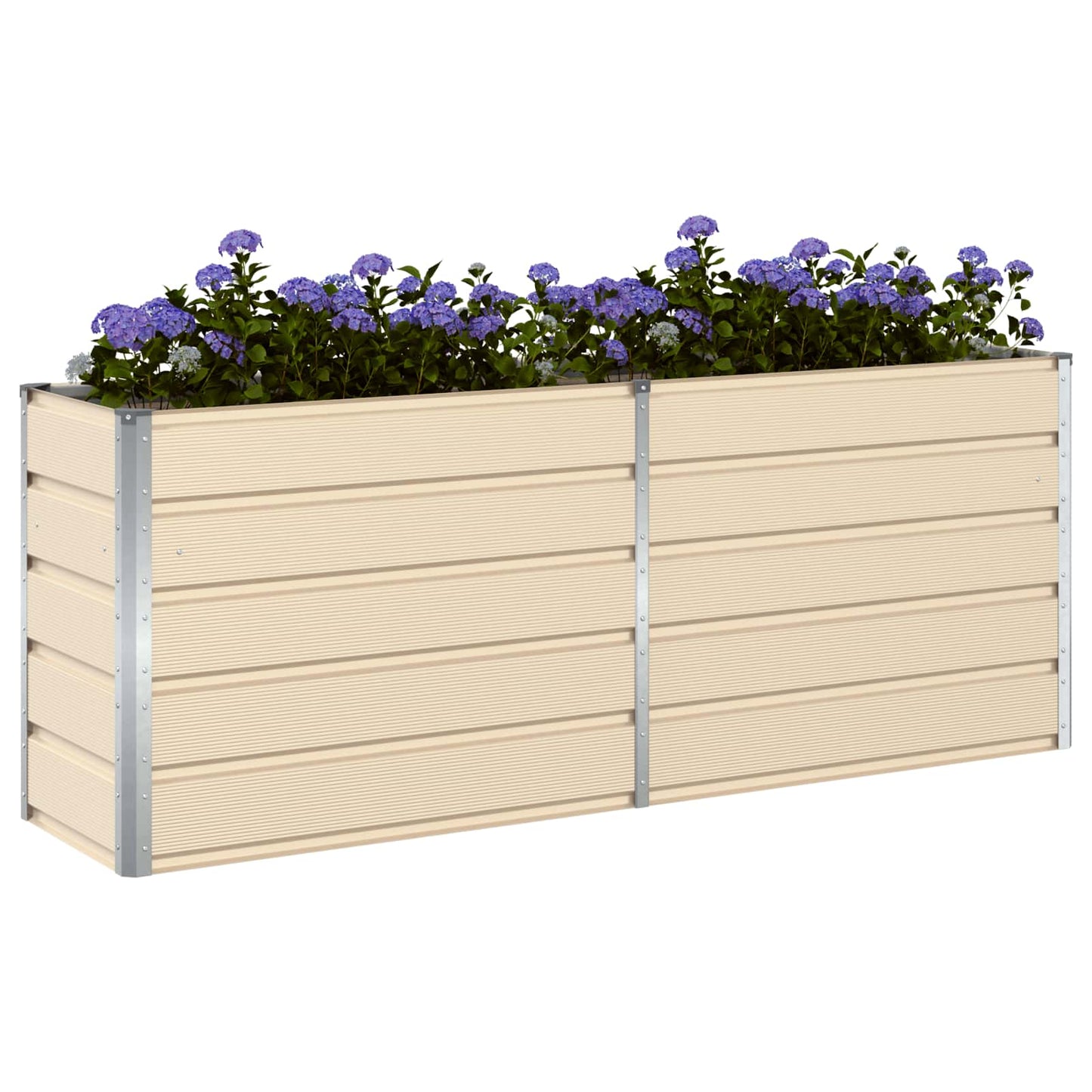 vidaXL Planter Ivory 195 x 50 x 75 cm Galvanised Steel 3