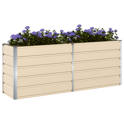 vidaXL Planter Ivory 195 x 50 x 75 cm Galvanised Steel 3
