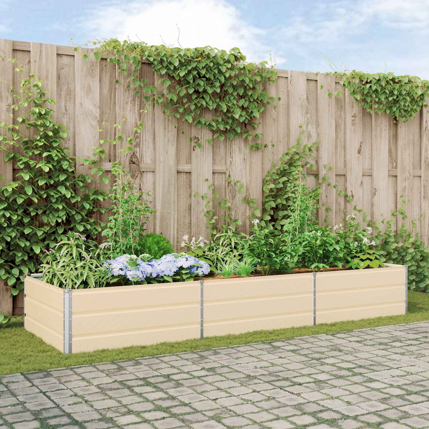 vidaXL Planter Ivory 290 x 100 x 45 cm Galvanised Steel 1
