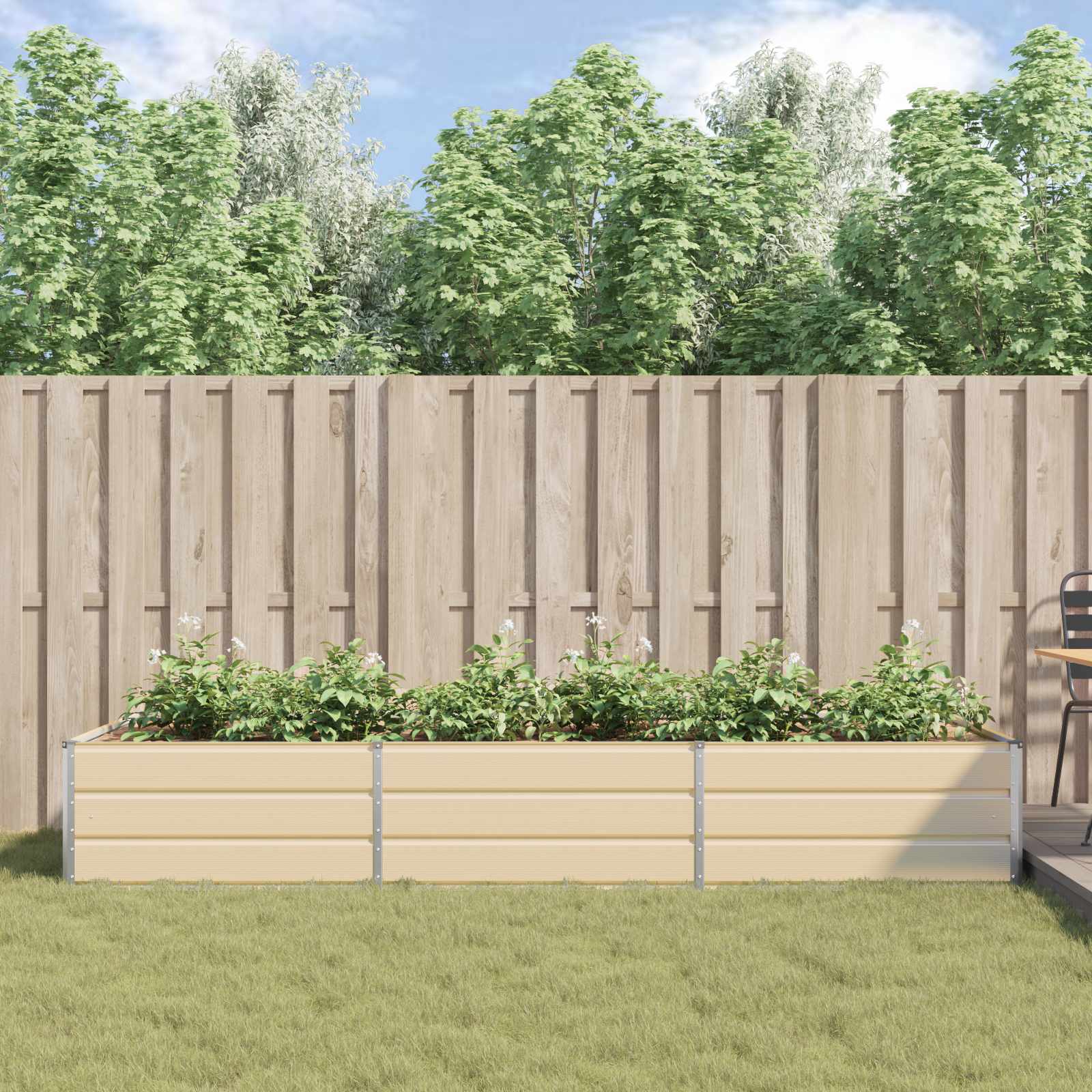 vidaXL Planter Ivory 290 x 100 x 45 cm Galvanised Steel 4