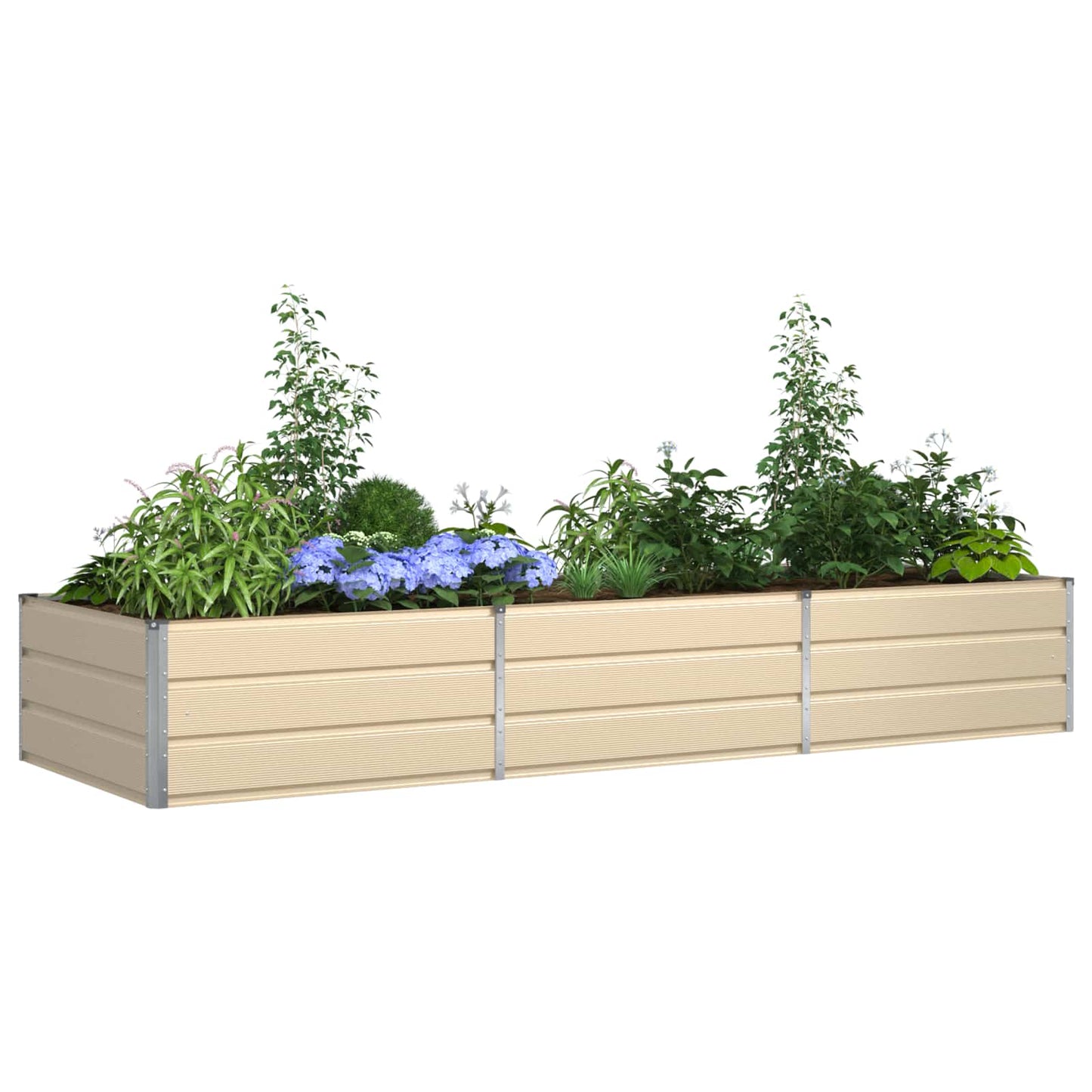 vidaXL Planter Ivory 290 x 100 x 45 cm Galvanised Steel 3