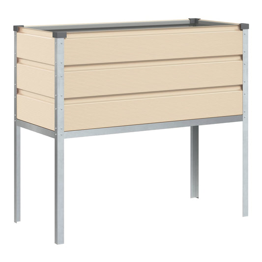 Planter 100 x 45 x 90 cm Galvanised Steel Ivory