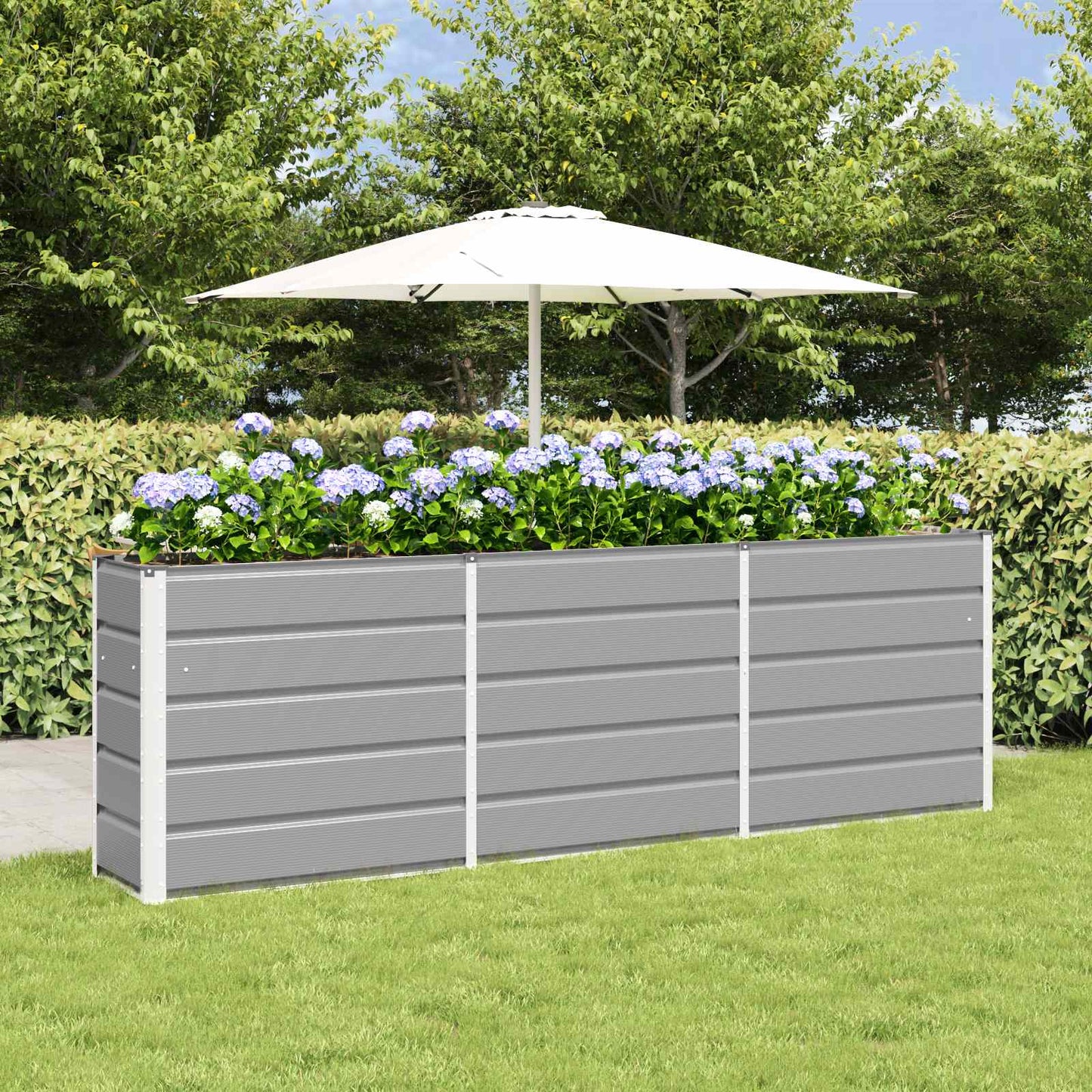 vidaXL Planter Light Grey 240 x 40 x 75 cm Steel 1