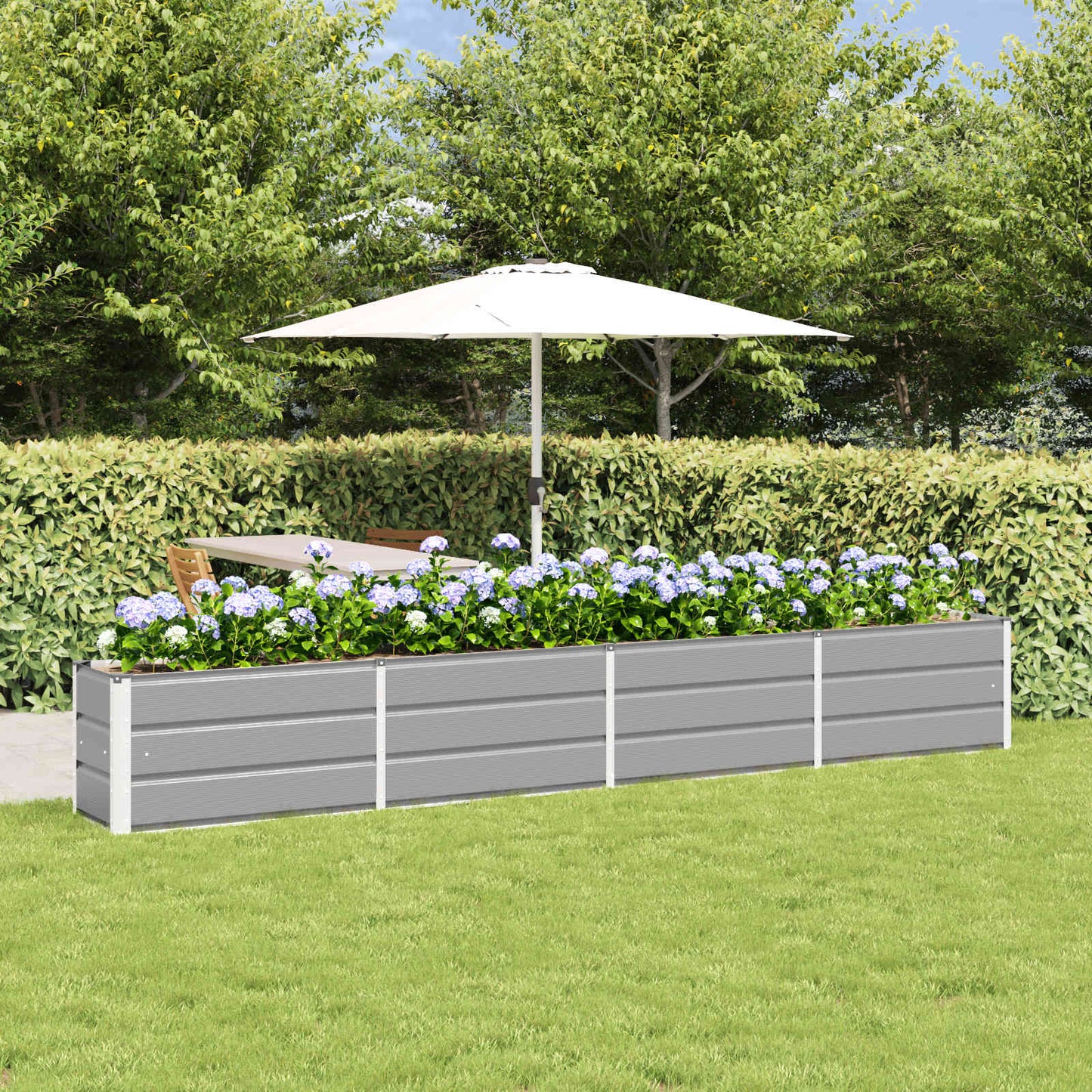 vidaXL Planter Light Grey 320 x 40 x 45 cm Steel 1