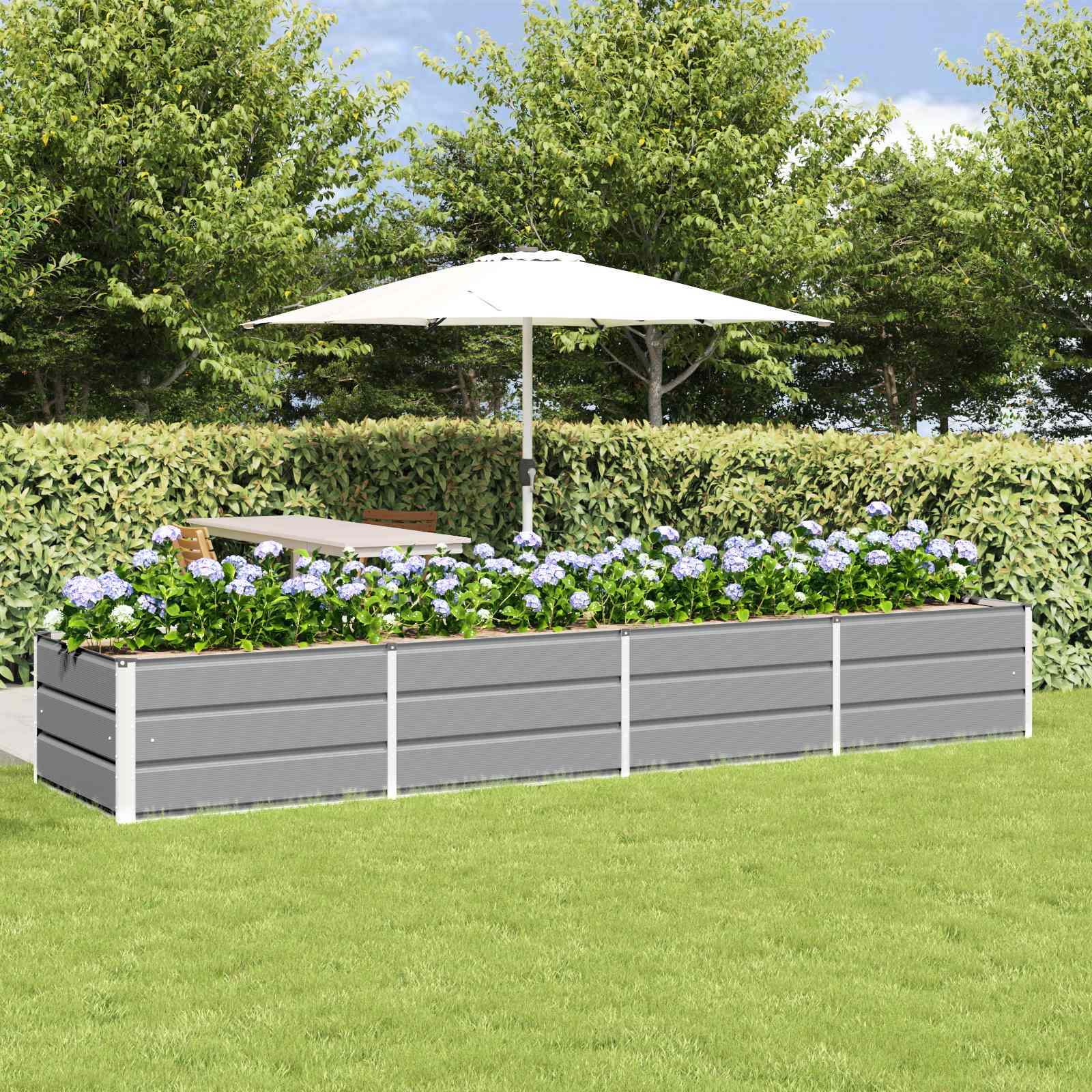 vidaXL Planter Light Grey 320 x 80 x 45 cm Steel 1