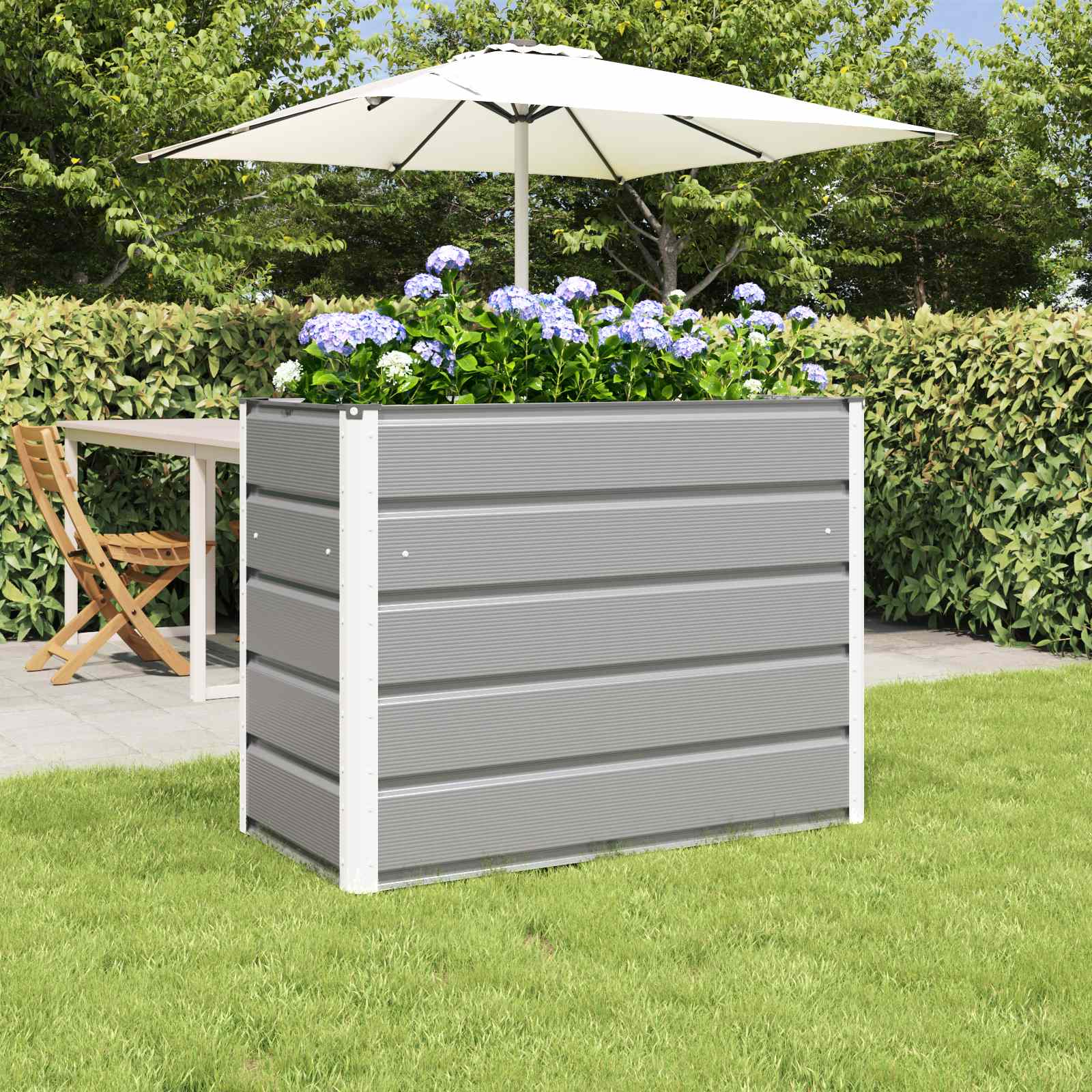 vidaXL Planter Light Grey 100 x 50 x 77 cm Galvanised Steel 1