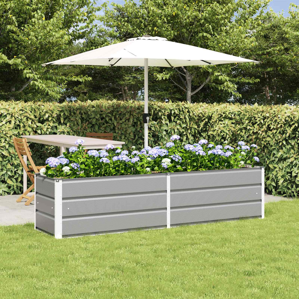 vidaXL Planter Light Grey 195 x 50 x 45 cm Galvanised Steel 1