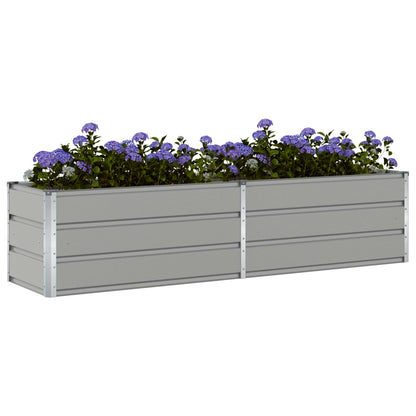 vidaXL Planter Light Grey 195 x 50 x 45 cm Galvanised Steel 3