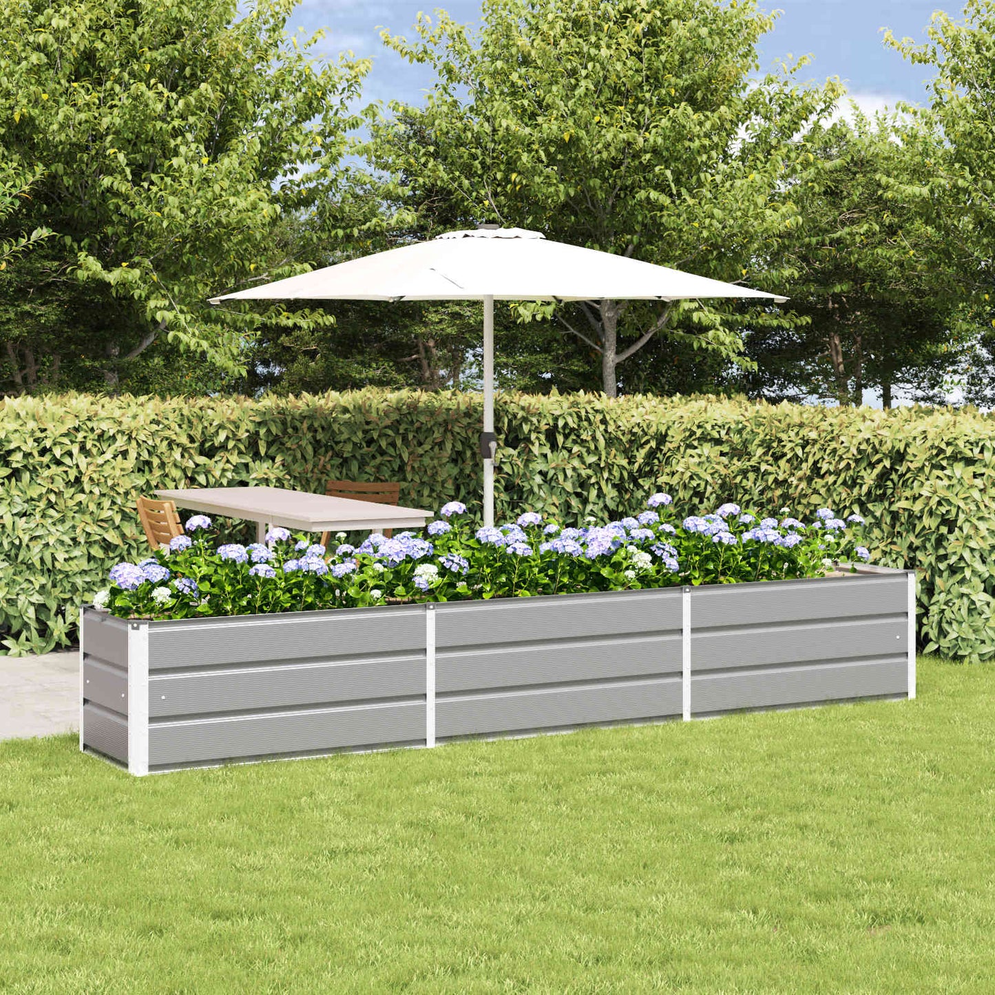 vidaXL Planter Light Grey 290 x 50 x 45 cm Galvanised Steel 1