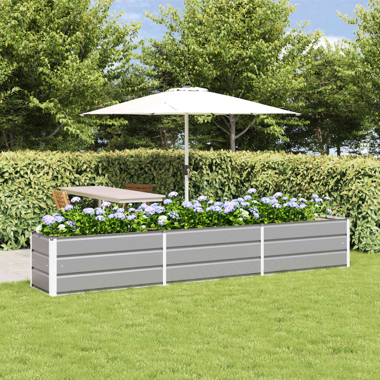 vidaXL Planter Light Grey 290 x 50 x 45 cm Galvanised Steel 1