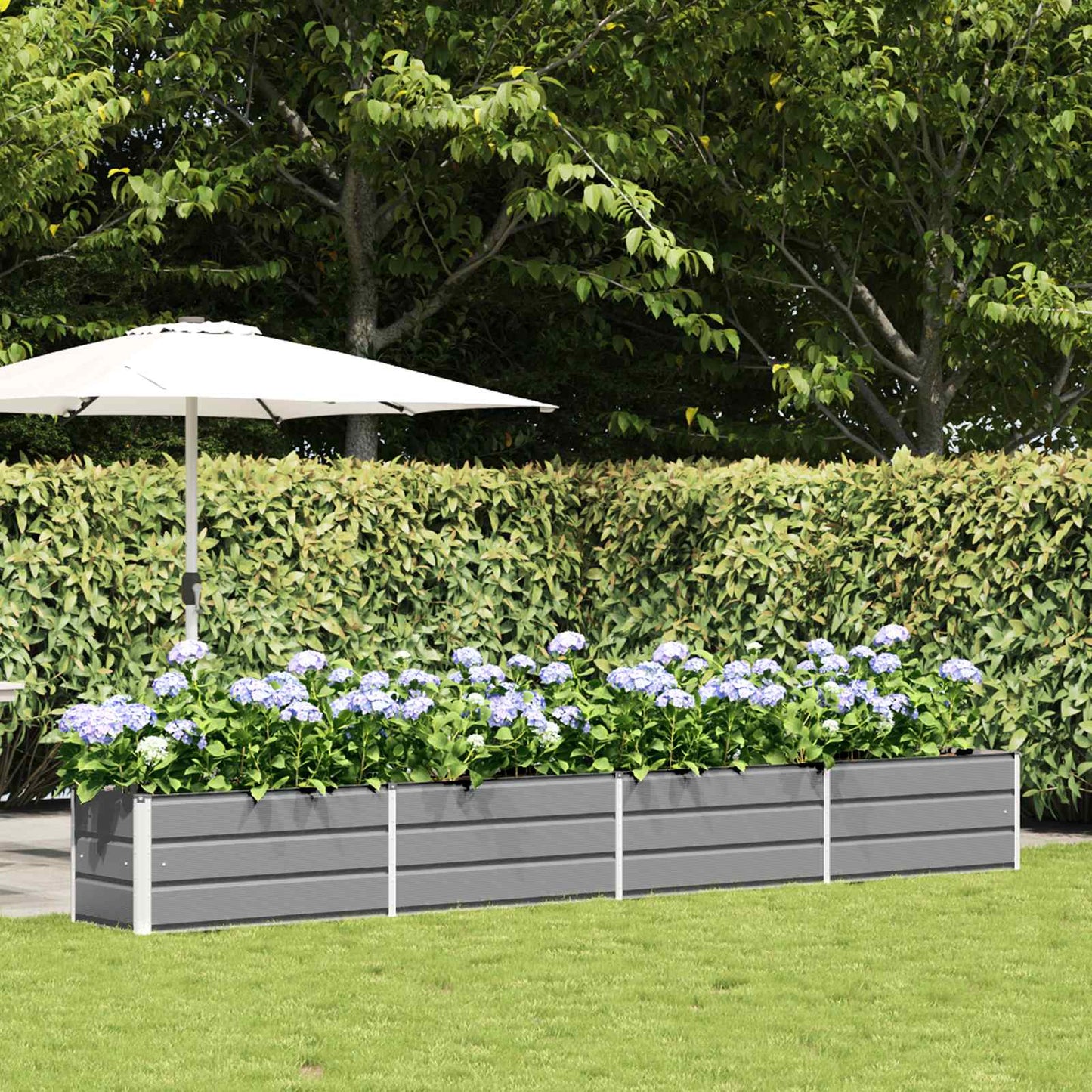 vidaXL Planter Light Grey 385 x 50 x 45 cm Galvanised Steel 1