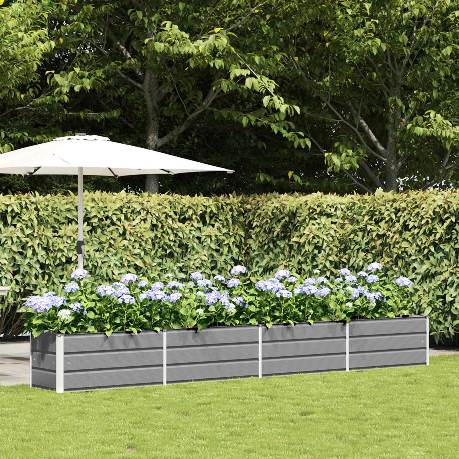 vidaXL Planter Light Grey 385 x 50 x 45 cm Galvanised Steel 1