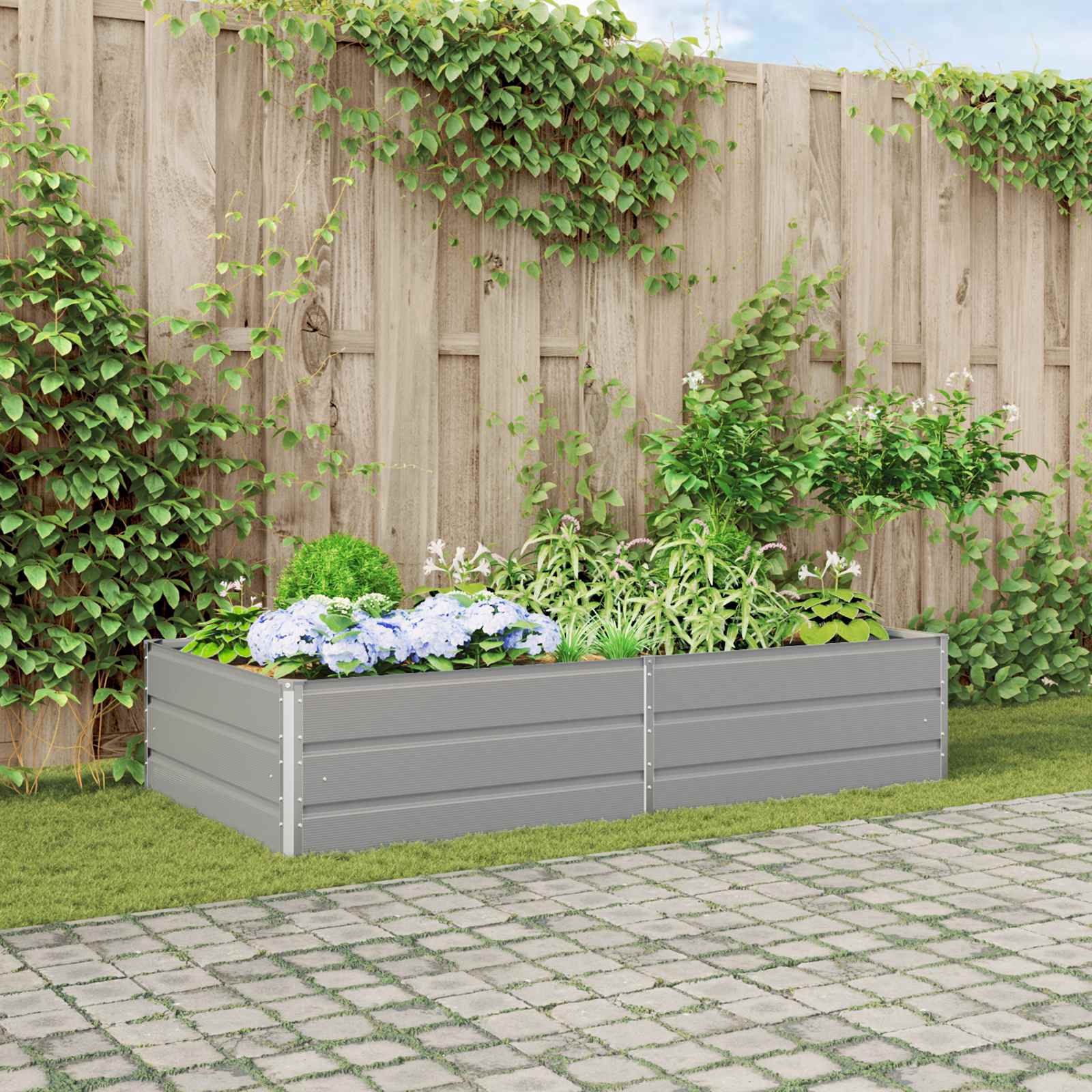 vidaXL Planter Light Grey 195 x 100 x 45 cm Galvanised Steel 1