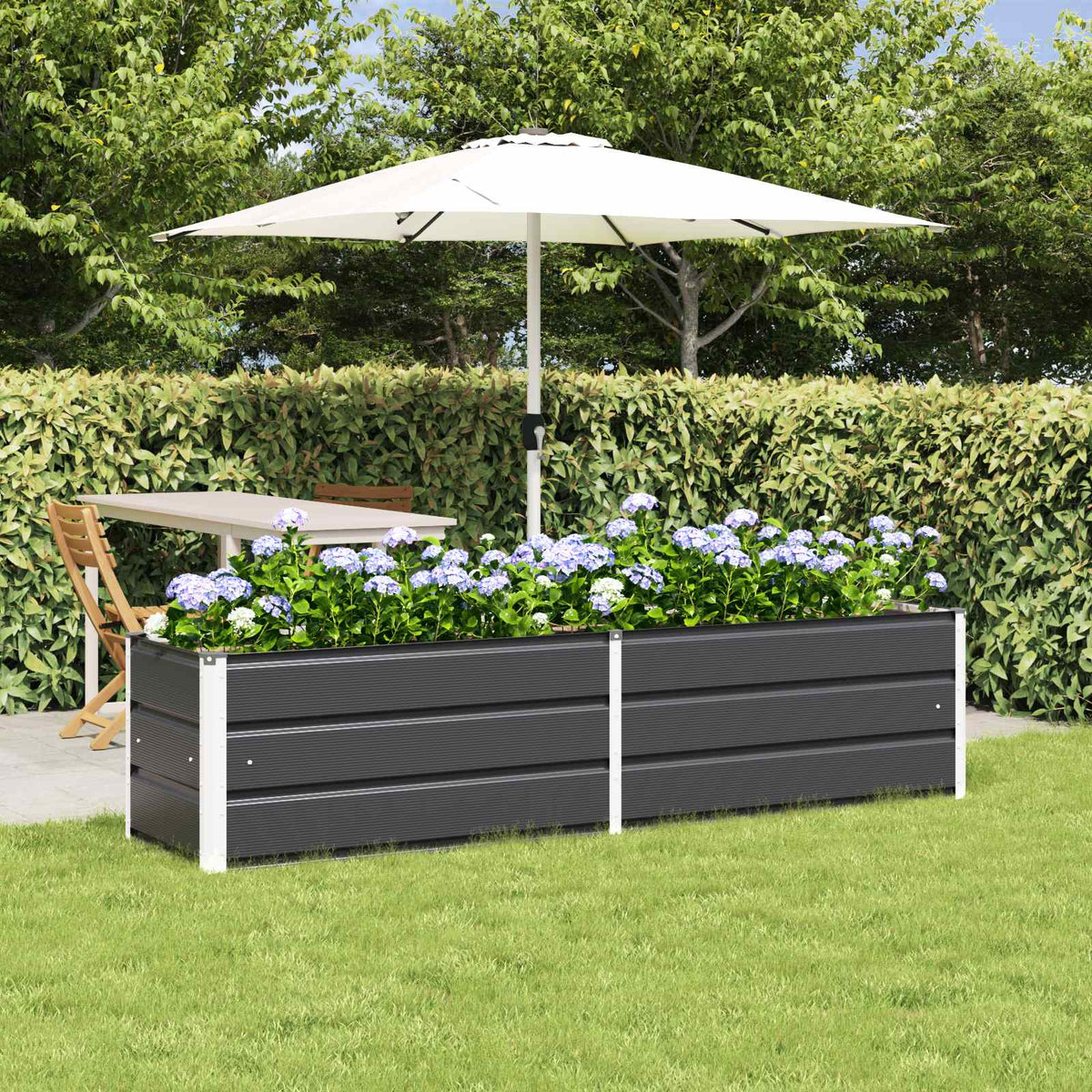 vidaXL Planter Anthracite 195 x 50 x 45 cm Galvanised Steel 1