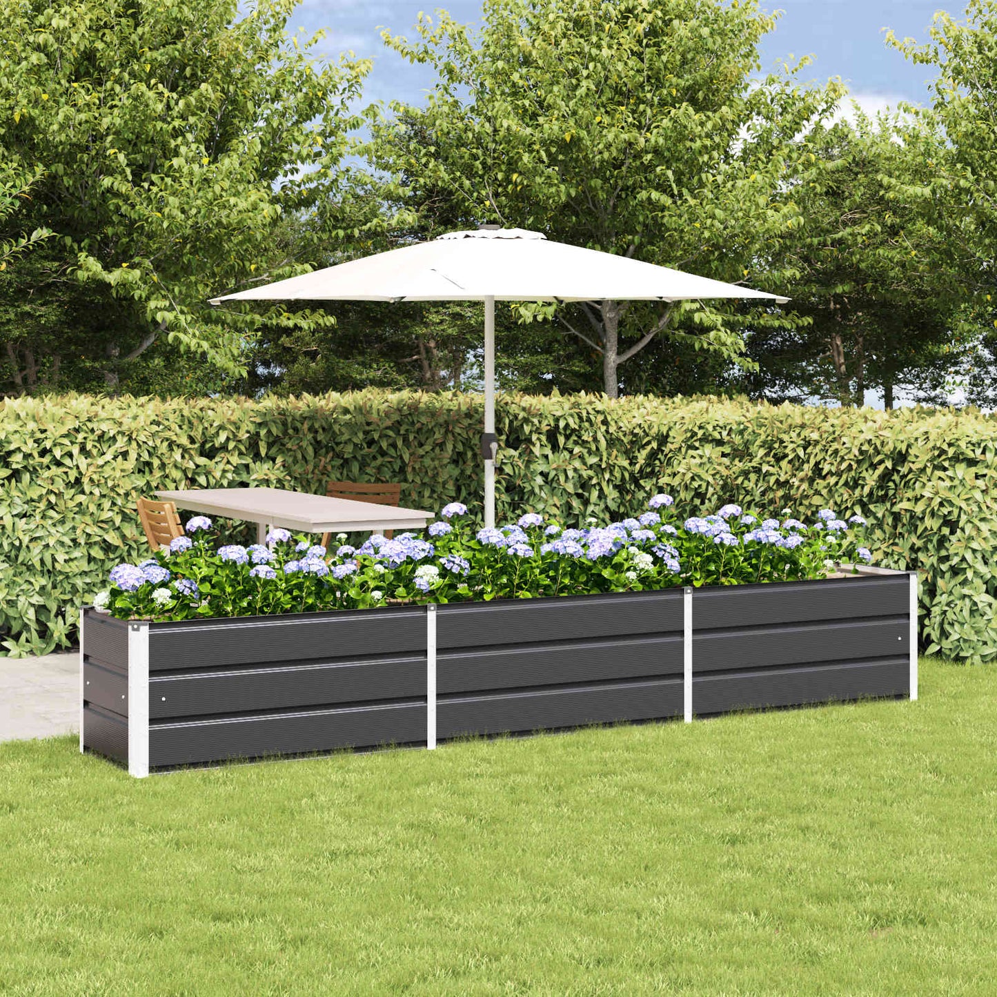 vidaXL Planter Anthracite 290 x 50 x 45 cm Galvanised Steel 1