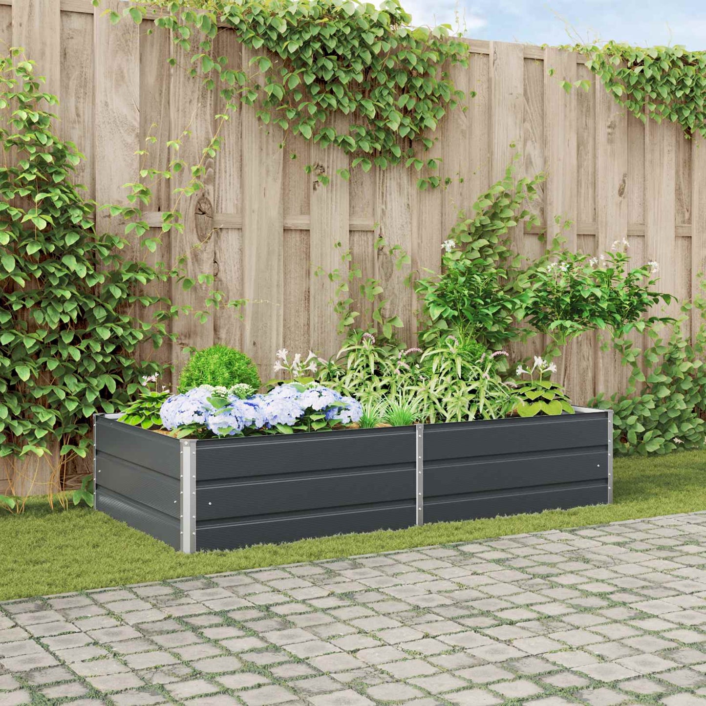 vidaXL Planter Anthracite 195 x 100 x 45 cm Galvanised Steel 1