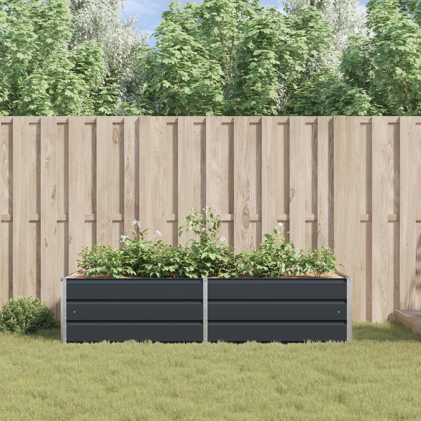 vidaXL Planter Anthracite 195 x 100 x 45 cm Galvanised Steel 4