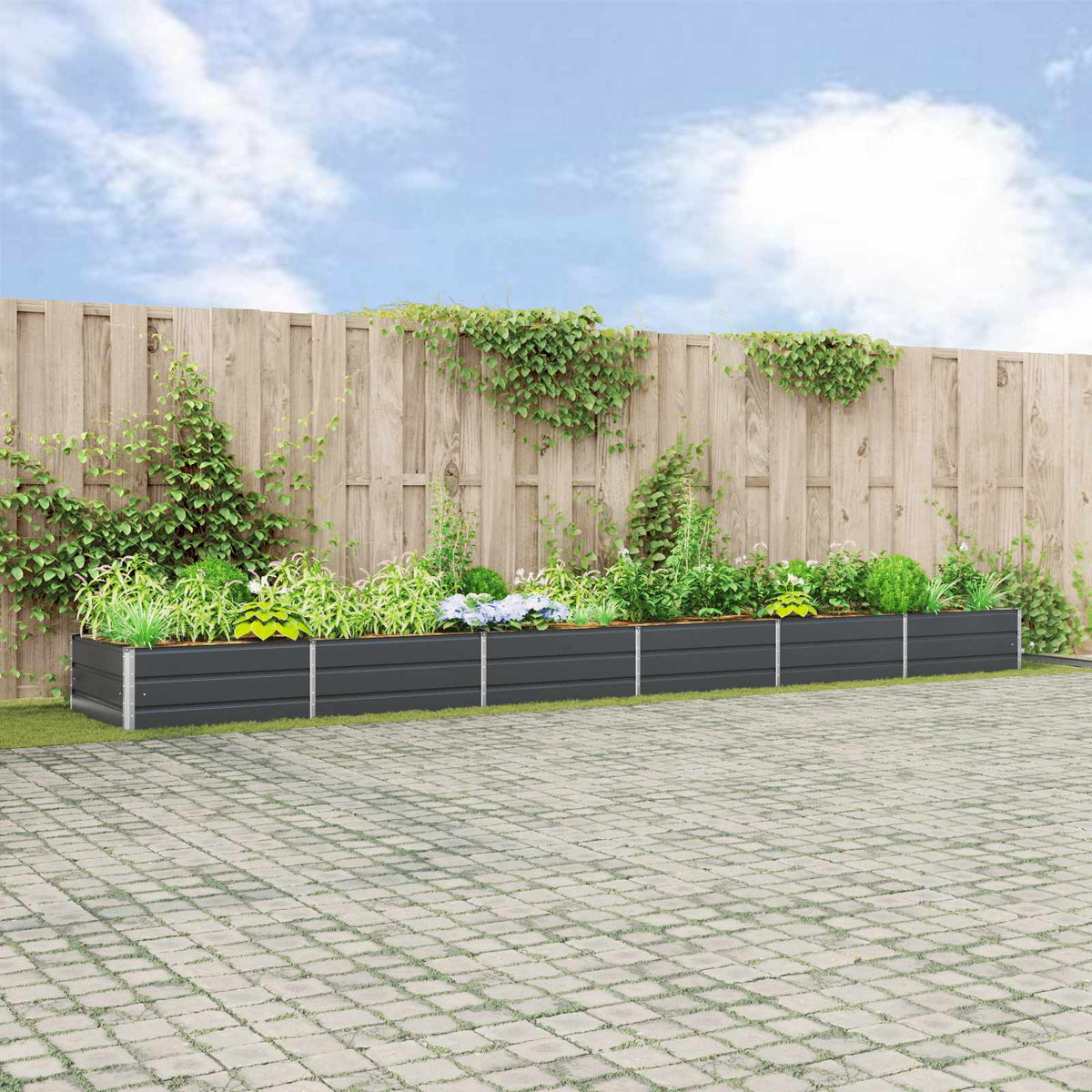 vidaXL Planter Galvanised Steel Height 45 cm