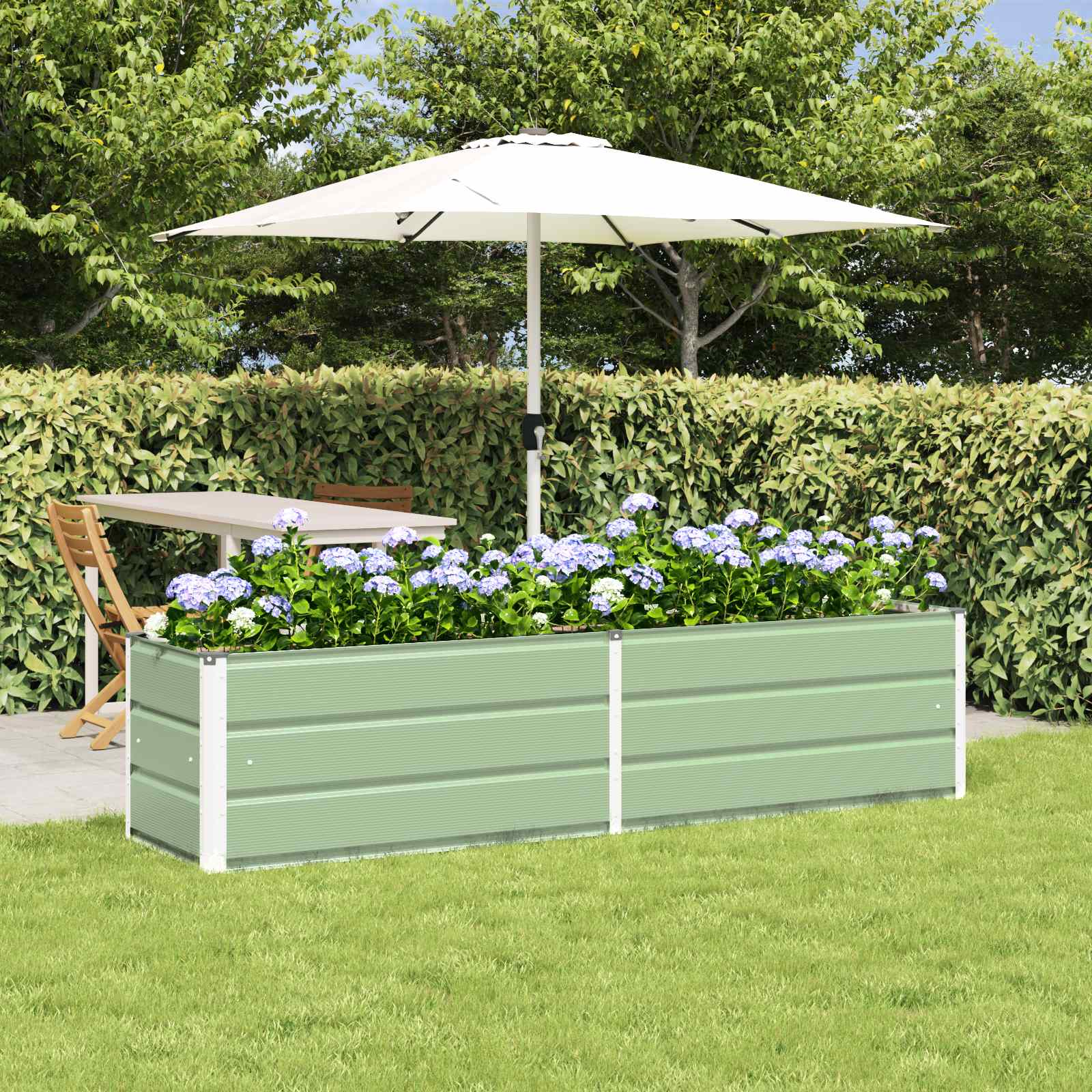 vidaXL Planter Pastel Green 195 x 50 x 45 cm Galvanised Steel 1
