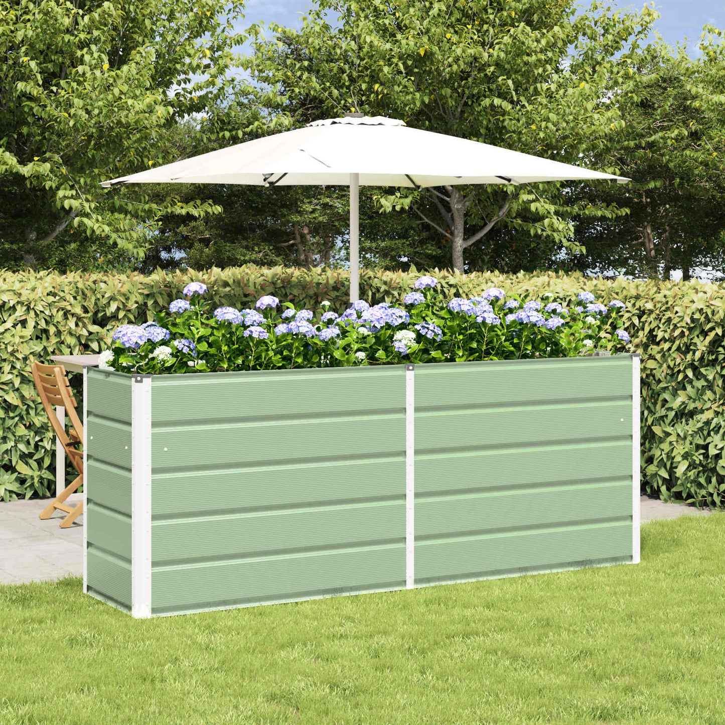 vidaXL Planter Pastel Green 195 x 50 x 77 cm Galvanised Steel 1