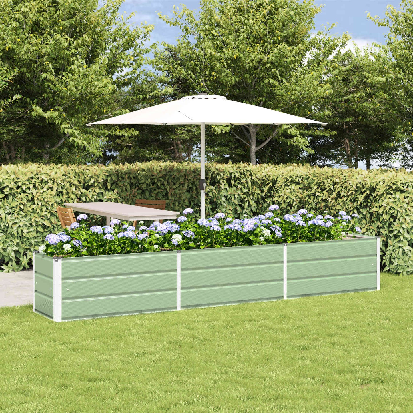 vidaXL Planter Pastel Green 290 x 50 x 45 cm Galvanised Steel 1