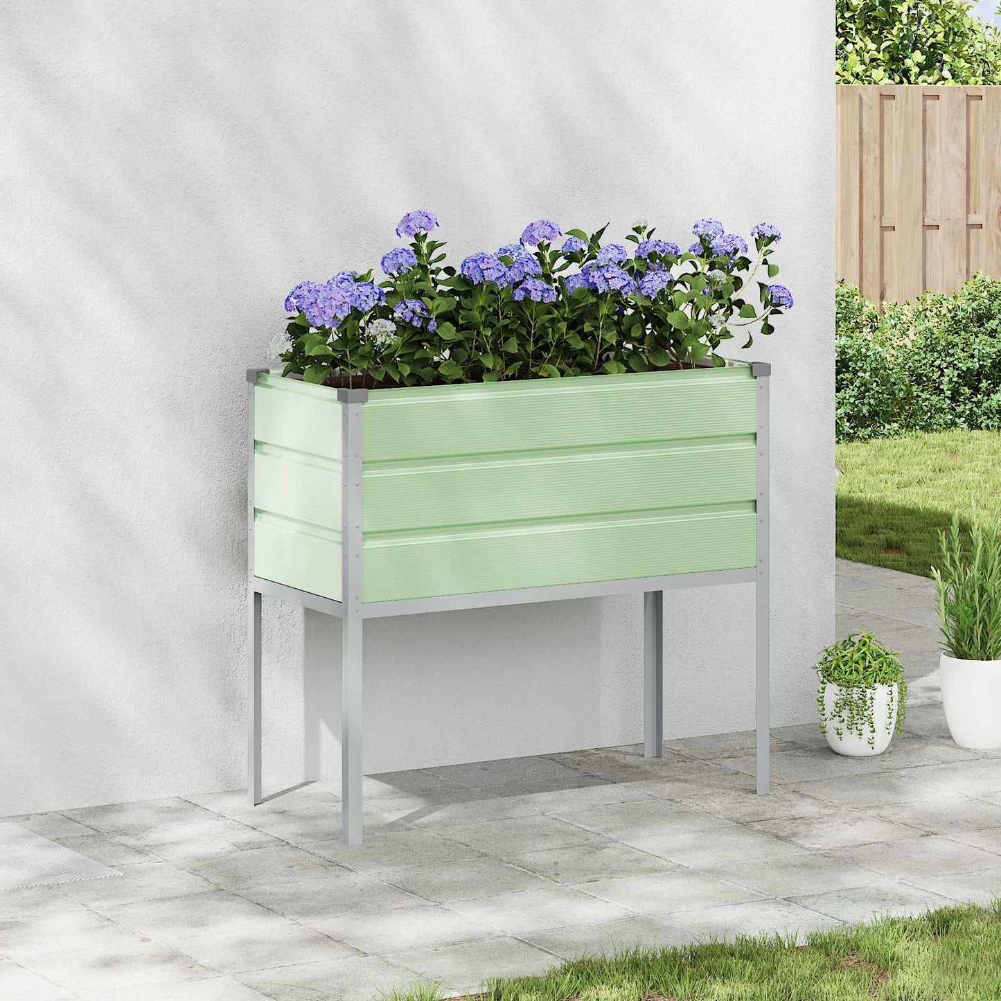 vidaXL Planter Pastel Green 100 x 45 x 90 cm Galvanised Steel 1