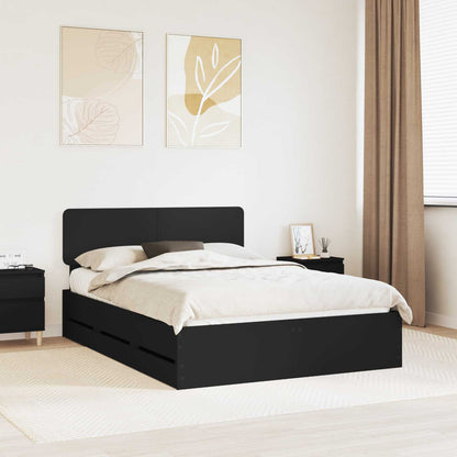 Bed Frame Drawer Engineered Wood Length Black