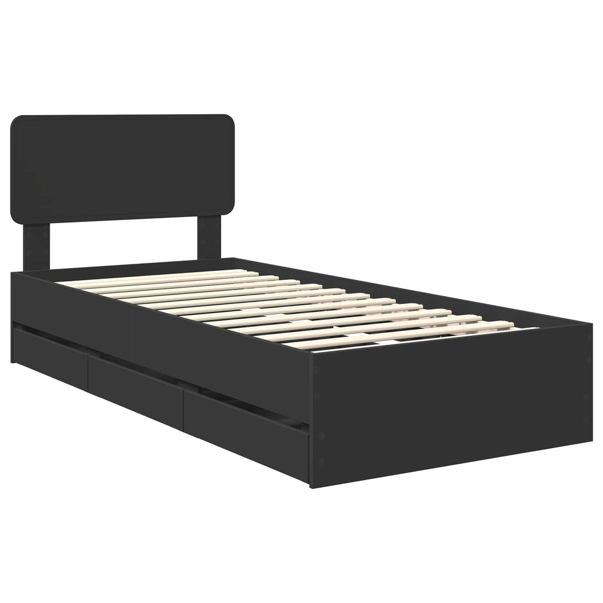 Bed Frame with Drawer Engineered Wood Length 200 cm Black 100 cm