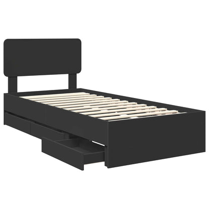 Bed Frame with Drawer Engineered Wood Length 200 cm Black 100 cm