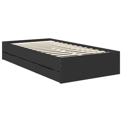 Bed Frame with Drawer Engineered Wood Length 200 cm Black 100 cm