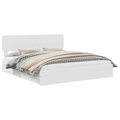 Storage Bed with Drawer Engineered Wood Length 200 cm White 180 cm