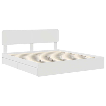 Storage Bed with Drawer Engineered Wood Length 200 cm White 180 cm