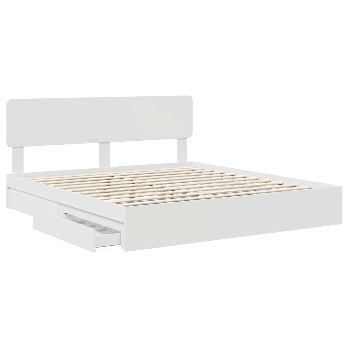 Storage Bed with Drawer Engineered Wood Length 200 cm White 180 cm