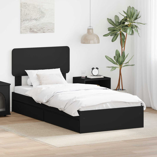 Storage Bed Drawer Engineered Wood Length Black