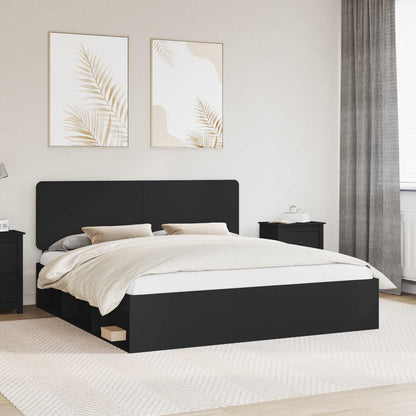 Bed Frame 200 x 200 cm Solid Pine Wood Black