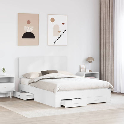 Bed Frame with Drawer 140 x 190 cm Engineered Wood White