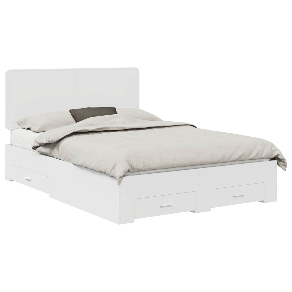 Bed Frame with Drawer 140 x 190 cm Engineered Wood White
