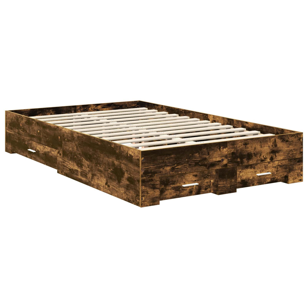 Bed Frame with Drawer Engineered Wood Length 200 cm Smoked Oak 120 cm