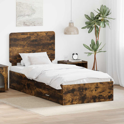 Bed Frame Drawer Engineered Wood Length Smoked Oak