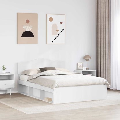 Bed Frame with Headboard 160 x 200 cm Solid Pine Wood White