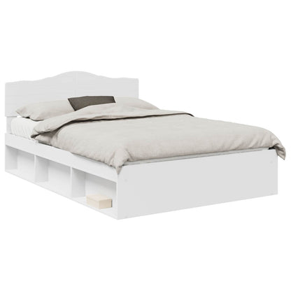 Bed Frame with Headboard 160 x 200 cm Solid Pine Wood White