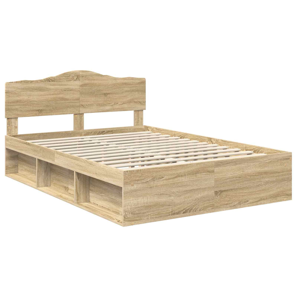Bed Frame 140 x 190 cm Solid Pine Wood Sonoma oak