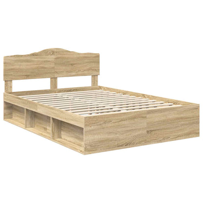 Bed Frame 140 x 190 cm Solid Pine Wood Sonoma oak