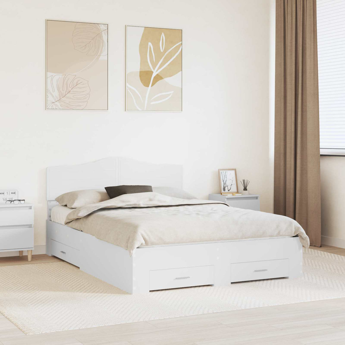 Bed Frame 140 x 190 cm Engineered Wood White