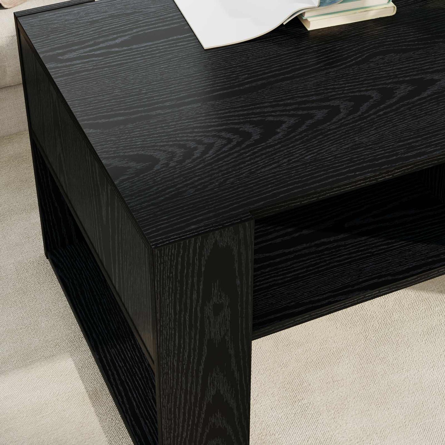 vidaXL Coffee Table Black Oak 92 x 53 x 45 cm Engineered Wood 4